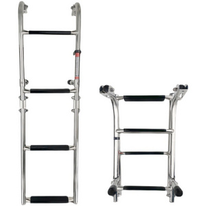 4 Step Pontoon Boat Ladder Stainless Steel Ladder Folding Over Dock Swimming Boat Ladder