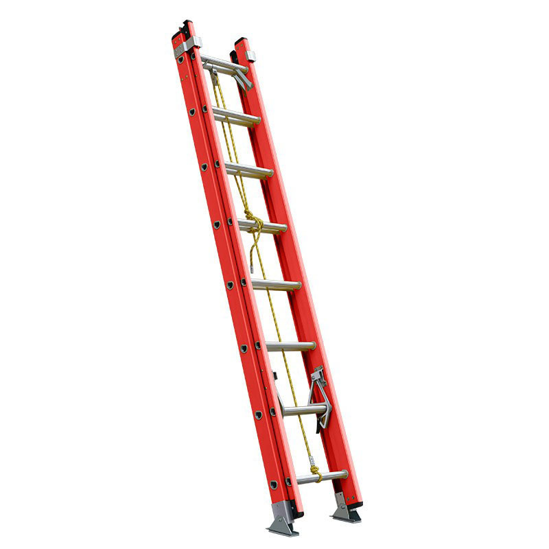 8 steps 4m 2.4m light fiberglass telescopic rope two-section extension ladder engineering fire ladder