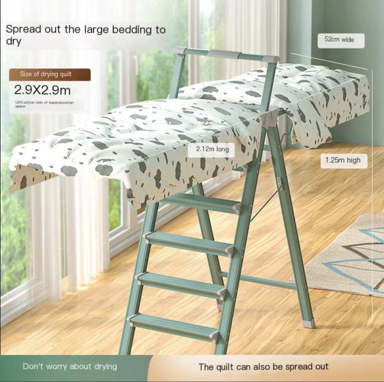 Folding Laundry Rack Multifunctional Five Step Ladder Aluminum Clothes Drying Rack Ladder