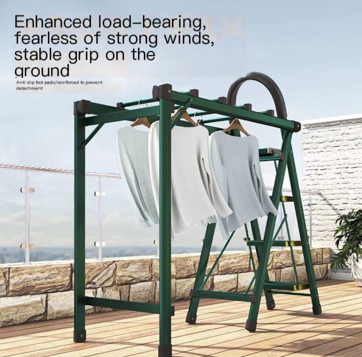 Aluminum alloy clothes hanger multi-purpose ladder dual-purpose herringbone ladder household folding ladder