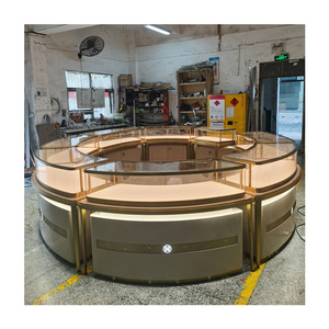 Stainless Steel Jewelry Display Case Jewellery Store Round Display Cabinet Custom Factory High-end Glass Display Counter