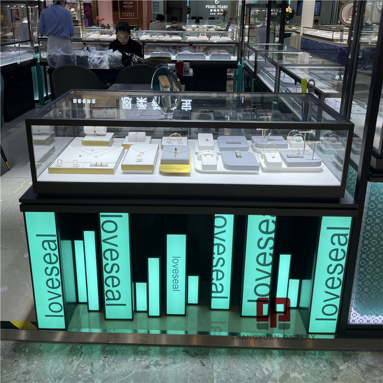 Luxury Perfume Jeweller'S Store Glass Display Showcase Jewellery Display Cabinet Counter Jewelry Kiosks Design For Mall