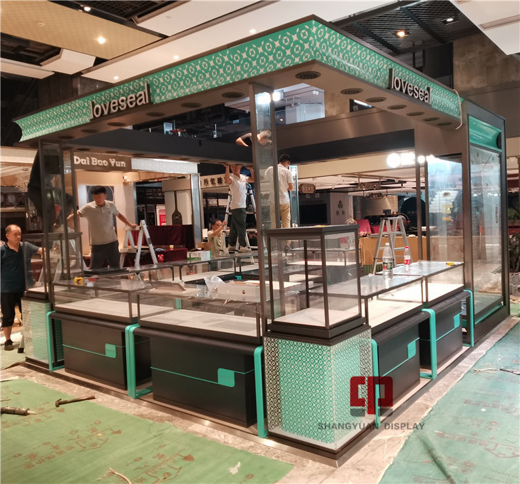 Shopping Mall Jewelry Kiosk Luxury Display Cabinet Customization Manufacturers Stainless Steel Glass Showcase Jewelry Counter