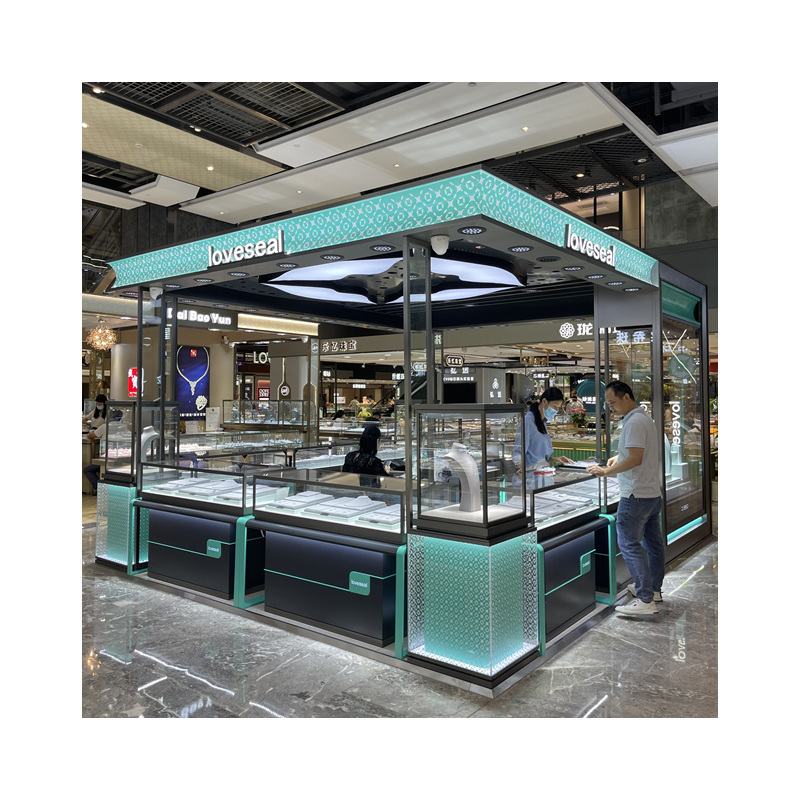 Shopping Mall Jewelry Kiosk Luxury Display Cabinet Customization Manufacturers Stainless Steel Glass Showcase Jewelry Counter