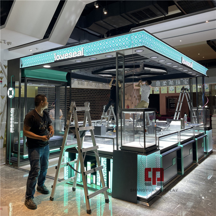 Luxury Perfume Jeweller'S Store Glass Display Showcase Jewellery Display Cabinet Counter Jewelry Kiosks Design For Mall