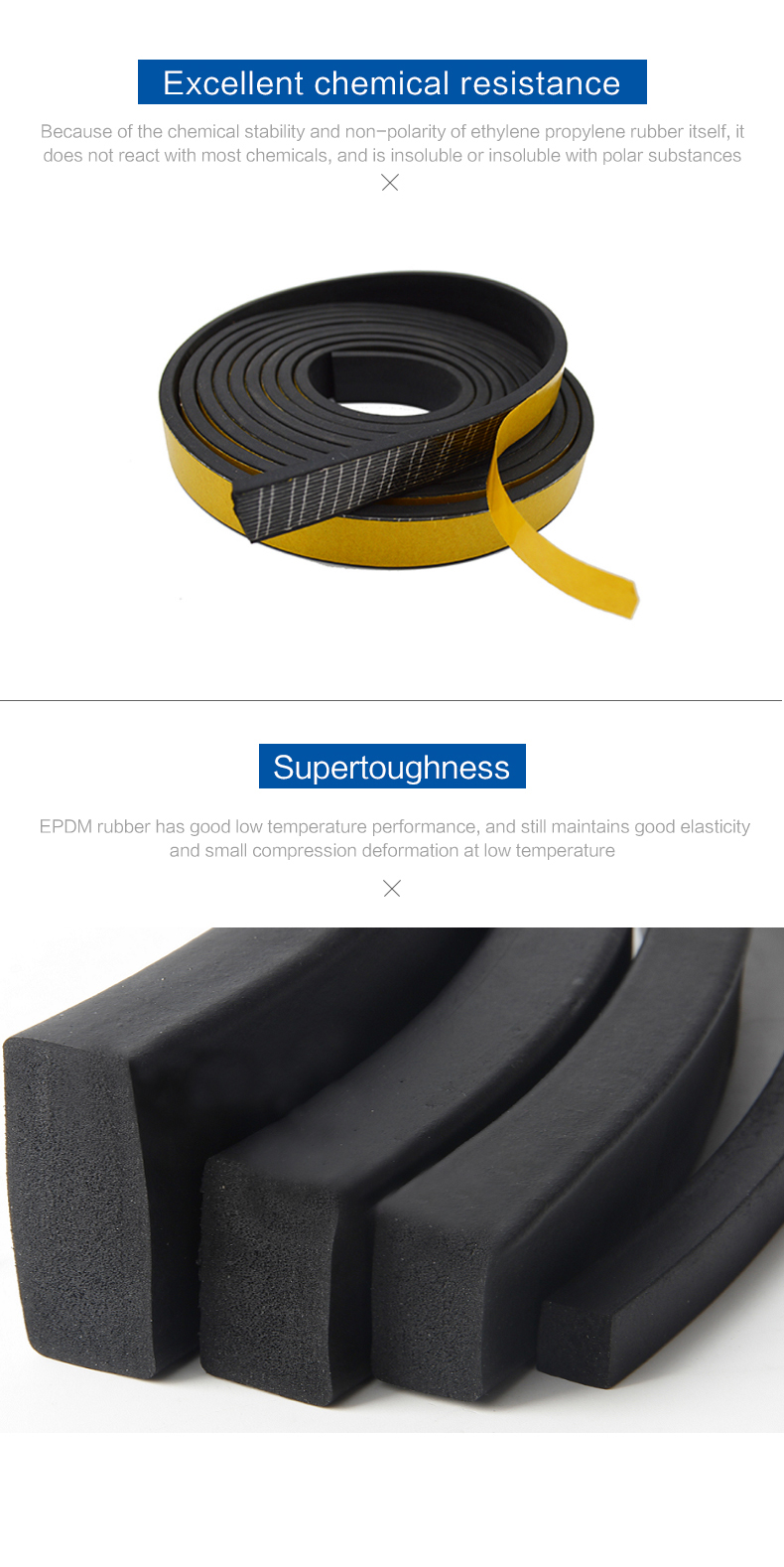 Epdm Yellow Self Adhesive Tape Closed Cell Epdm Adhesive Sponge Foam Rubber Seal Strip