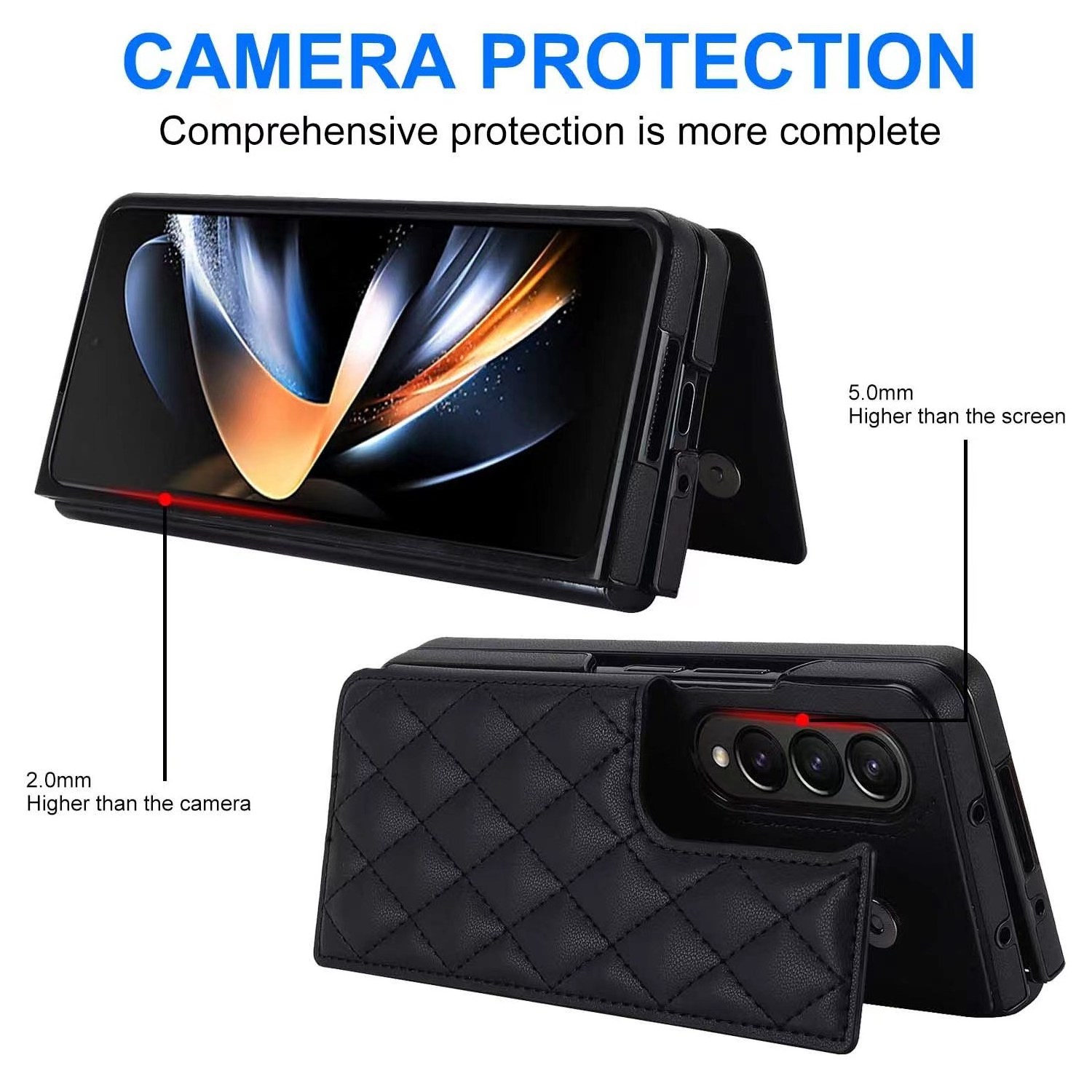 Shockproof Folding Wallet Leather For Samsung Z Fold 5  Plaid Phone Case Cover For Samsung Galaxy Z Fold 4 Folding Screen case