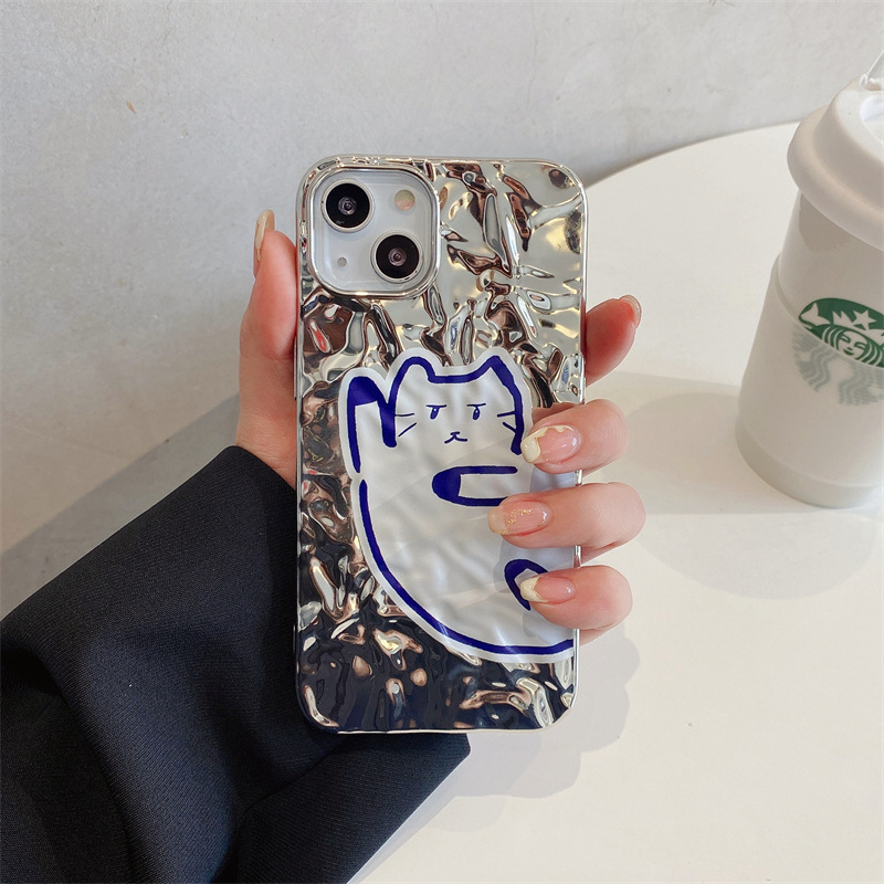 Tpu Klein Blue English Tin Paper Shell Electroplated Cell Phone Case For iPhone 14 Pro Max Phone Case 13 12 MIni 8P 7P covers