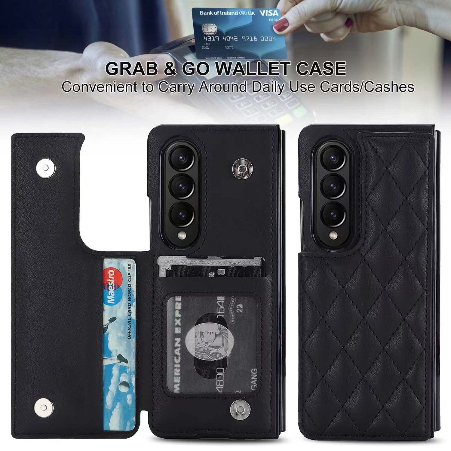 Shockproof Folding Wallet Leather For Samsung Z Fold 5  Plaid Phone Case Cover For Samsung Galaxy Z Fold 4 Folding Screen case