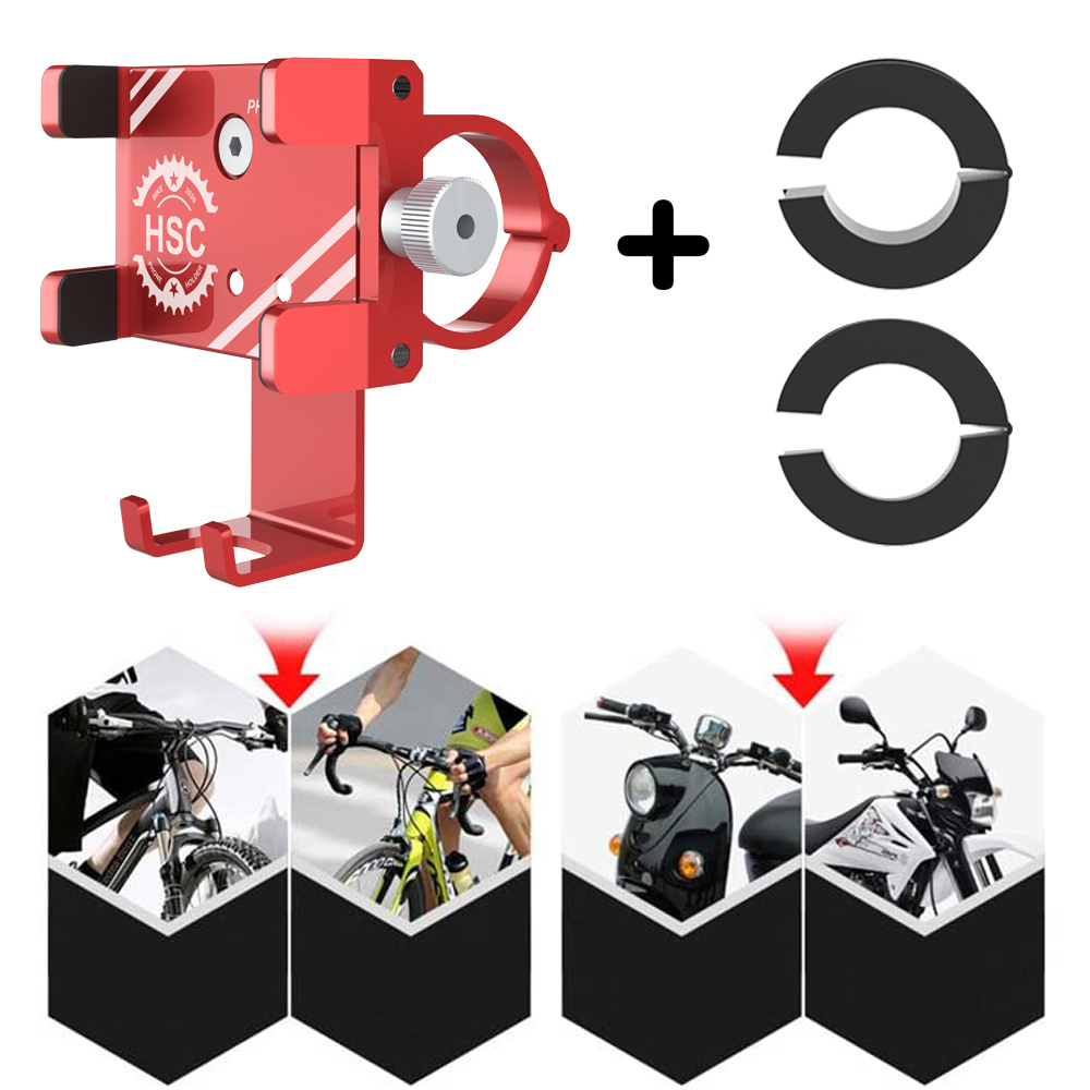 Bicycle & Motorcycle Phone Mount Aluminum Alloy Bike Phone Holder with 360 Degree  Rotation Fit Most Smartphones