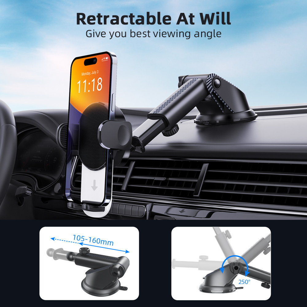 Car Mobile Phone Holders Phone Mount Cellphone Holder Smartphone Dashboard Mount Car Holder Suction Cup Stand 360 Phone Bracket