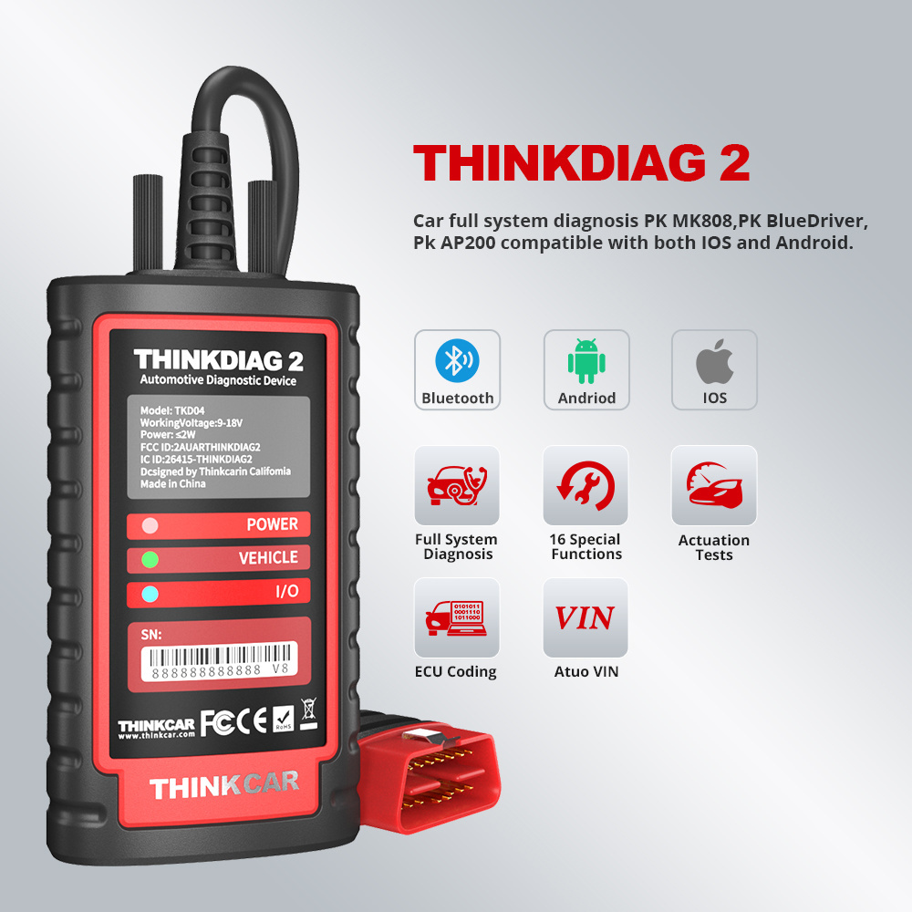 2023 New Arrivals Thinkcar ThinkDiag 2 Scanner ELM327 Easydiag Car Obdii Code Reader OBD2 Auto Diagnostic Tools