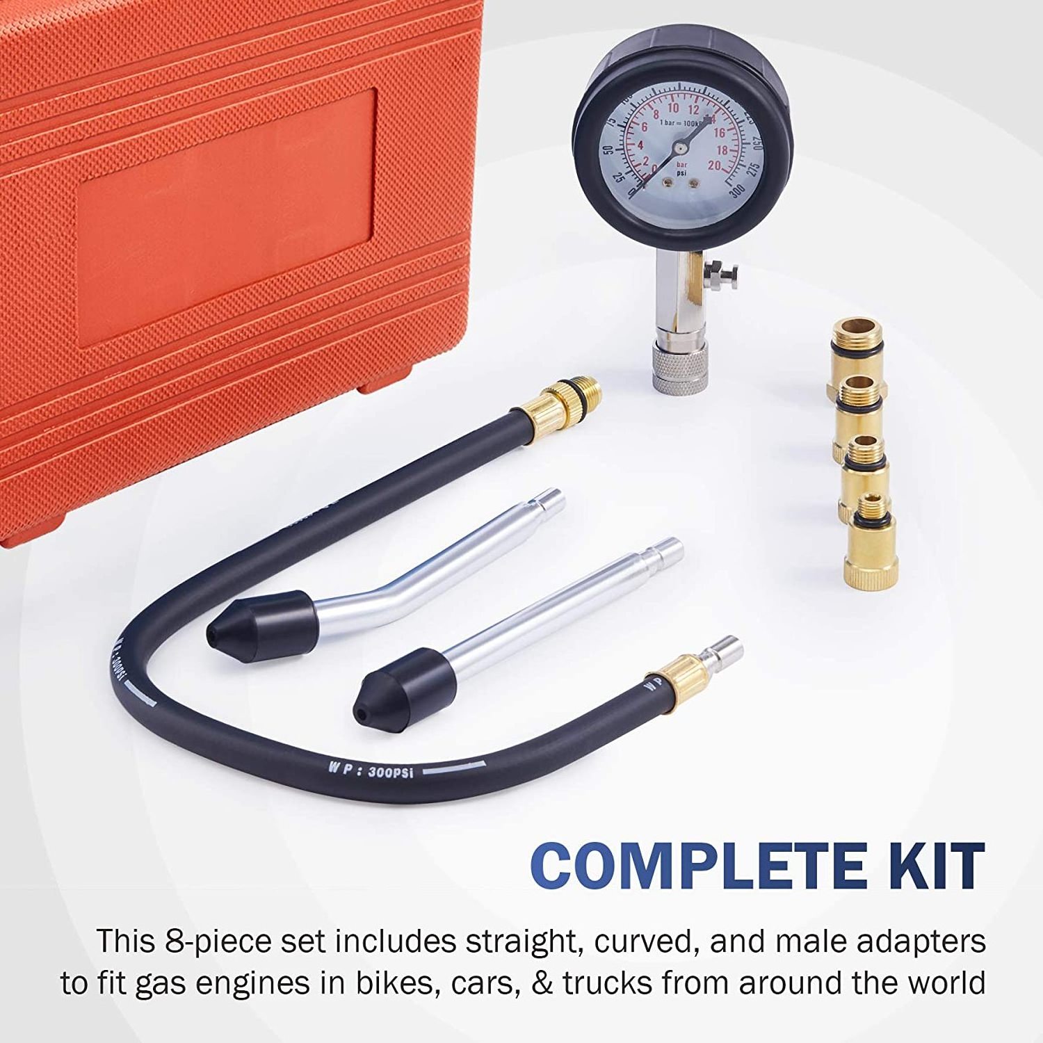 Professional Tester Test Kit  0-300PSI Cylinder Compression Gasoline Engine Set Automotive Tool Gauge for Car & Truck