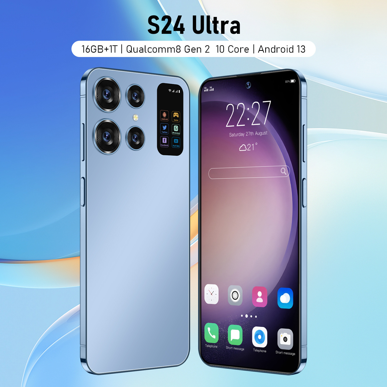 Smartphone S24+Ultre 7.3 inch pull-down screen Android 12 16G+1T unlocking 5G Celular 48MP+100MP 7300mAh mobile global version