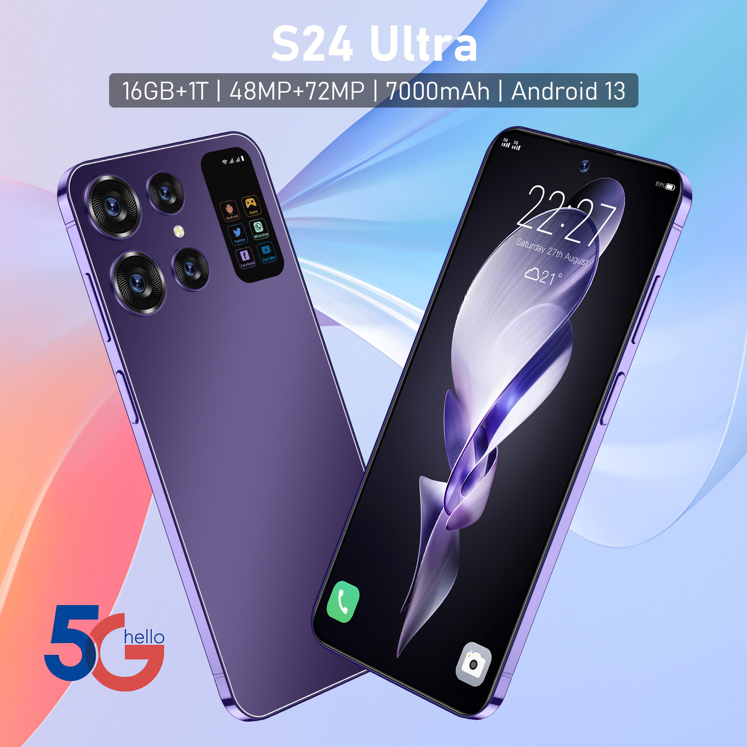 Smartphone S24+Ultre 7.3 inch pull-down screen Android 12 16G+1T unlocking 5G Celular 48MP+100MP 7300mAh mobile global version