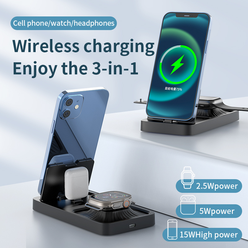 Popular Products 2023 Portable 3 in 1 Wireless Magnetic Phone Charger Light Fast Charging Wireless Charger For Iphone