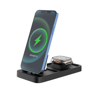 Popular Products 2023 Portable 3 in 1 Wireless Magnetic Phone Charger Light Fast Charging Wireless Charger For Iphone