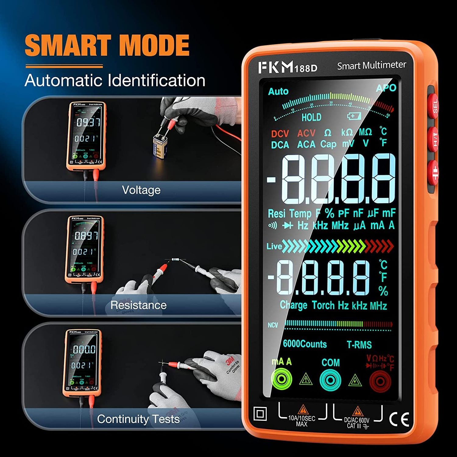 Hot Sale Best Battery Rechargeable LCD Display Touch Screen Multimeters True RMS DMM Tester Multimetro Digital Smart Multimeter