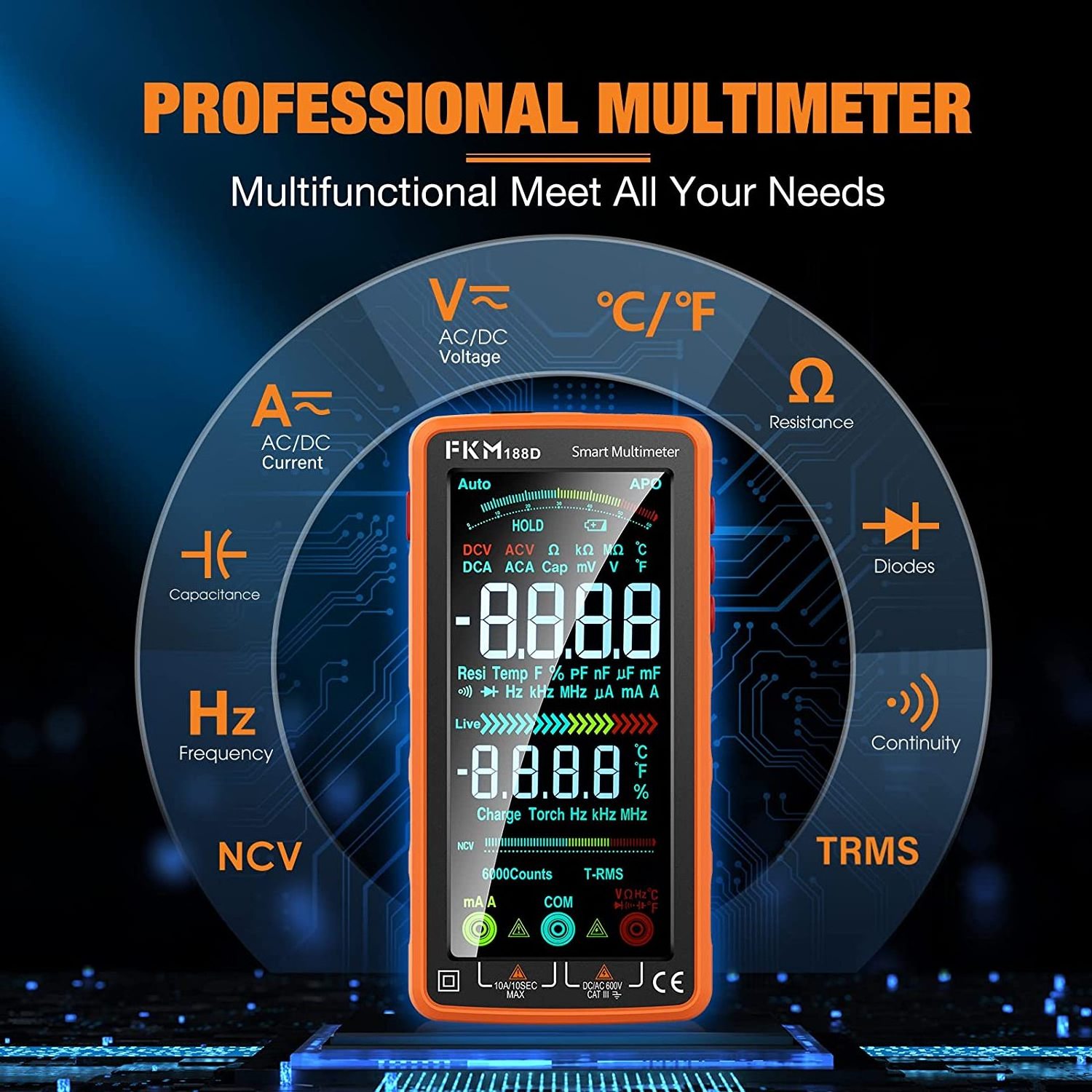 Hot Sale Best Battery Rechargeable LCD Display Touch Screen Multimeters True RMS DMM Tester Multimetro Digital Smart Multimeter