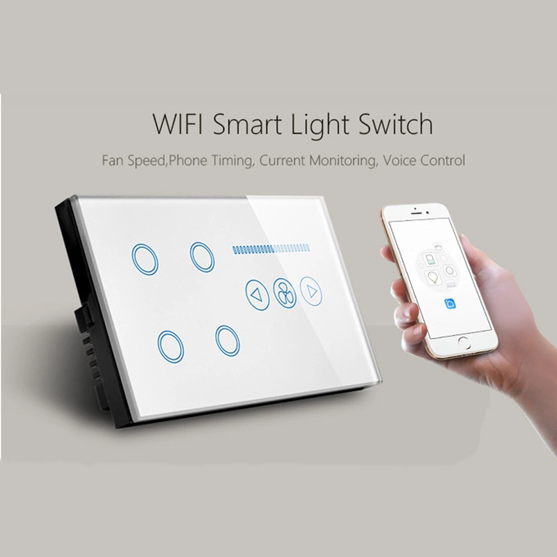 Tuya Smart Home Automation WiFi Ceiling Fan Remote Control WiFi 4 Gang Wall Switch and WiFi Fan Controller