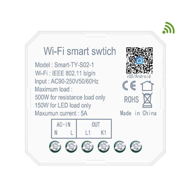 New Design Mini 1 Gang Wi-Fi Wireless Remote Control Tuya smart life app control Led Light Concealed Wifi Smart Switch