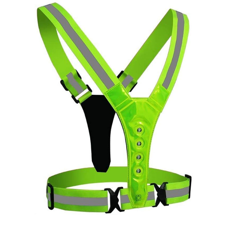 Customized RDS High Visibility Polyester Adjustable Elastic Gear Strong Stretch Reflective Safety Warning LED Flashing Vest