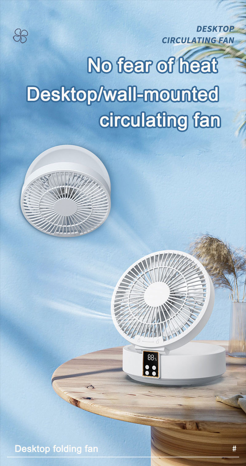 2024 new design desktop fan cordless with rechargeable battery ceiling fan with light portable to carry out for camping