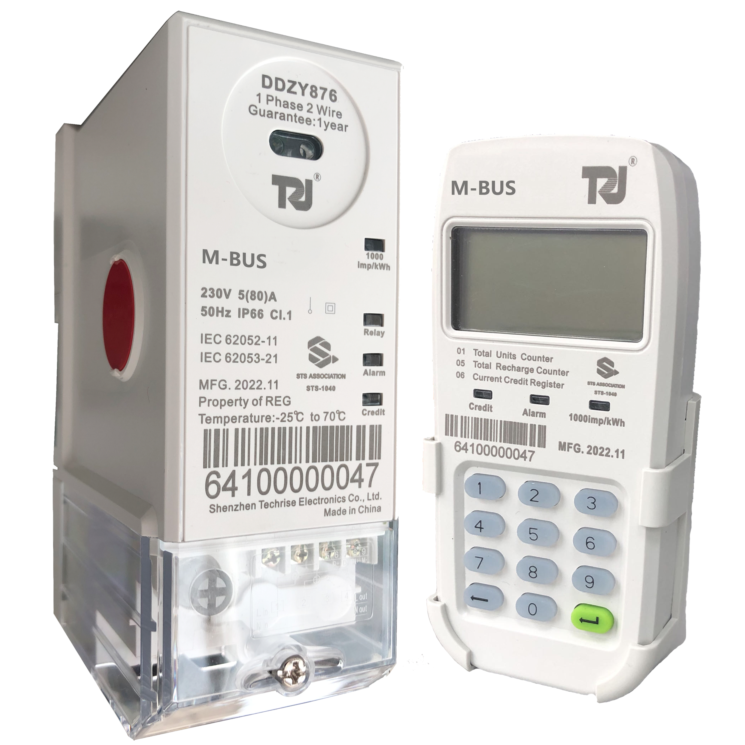 Split CIU/UIU 100A kWh Meter Prepayment Postpayment Single Phase  Din Rail Power Meter Mobus/Two Wires STS Prepaid Energy Meter