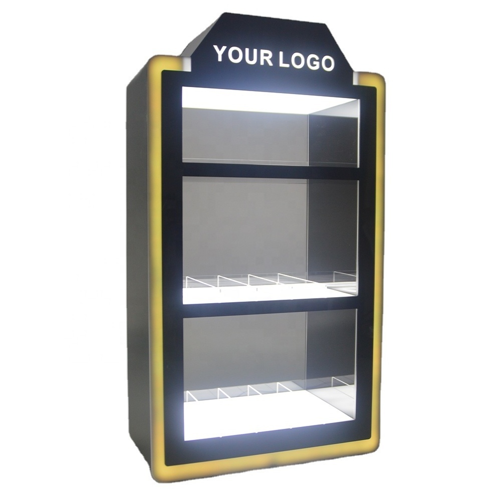 Free Sample smoke shop display Acrylic Display Stands Counter RGB LED Lighted Tobacco Cigarette Display Cabinet