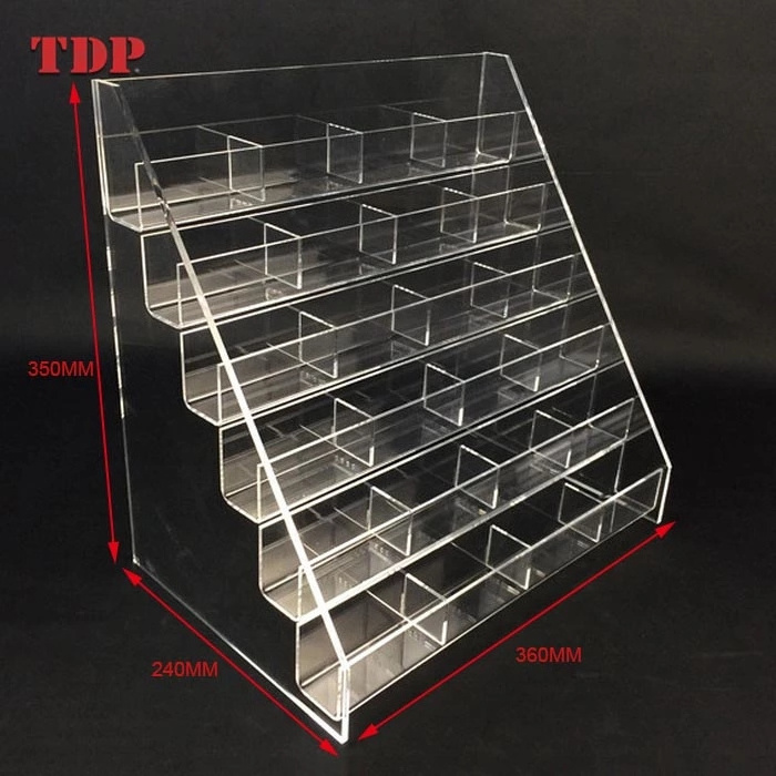 Customized 6 Layer Acrylic makeup display stands countertop cosmetic product lipstick eyelash display stand