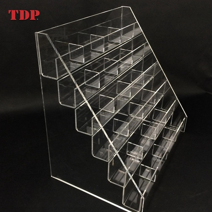 Customized 6 Layer Acrylic makeup display stands countertop cosmetic product lipstick eyelash display stand