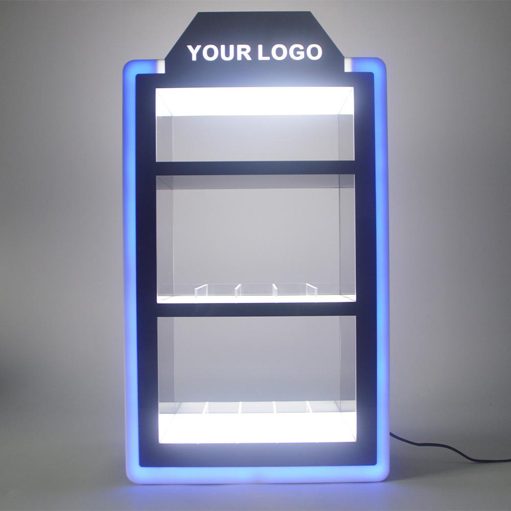 Free Sample smoke shop display Acrylic Display Stands Counter RGB LED Lighted Tobacco Cigarette Display Cabinet