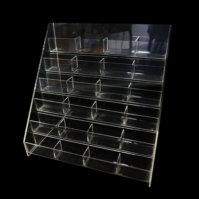 Customized 6 Layer Acrylic makeup display stands countertop cosmetic product lipstick eyelash display stand