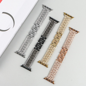 Suitable For Apple Watch Strap Metal Iwatch 8/7/6/5 Five-Bead Diamond-Encrusted Strap Zinc Alloy Apple Watch Band