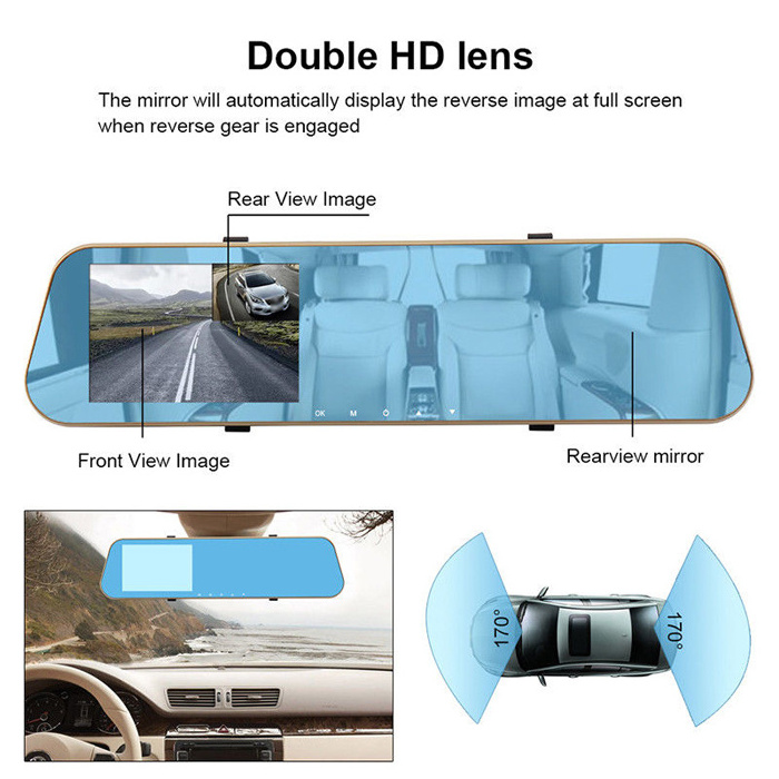 wireless transceiver rear view mirror car monitor for car,1080P Car dvr Rearview Mirror L905