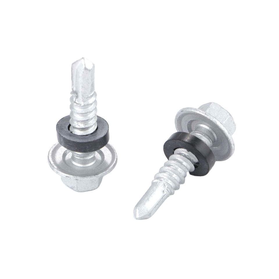 Custom Supplier Stainless Steel Hex Flat Head Rubber Gasket Fastener Roofing Tapping Self-Drilling Screw