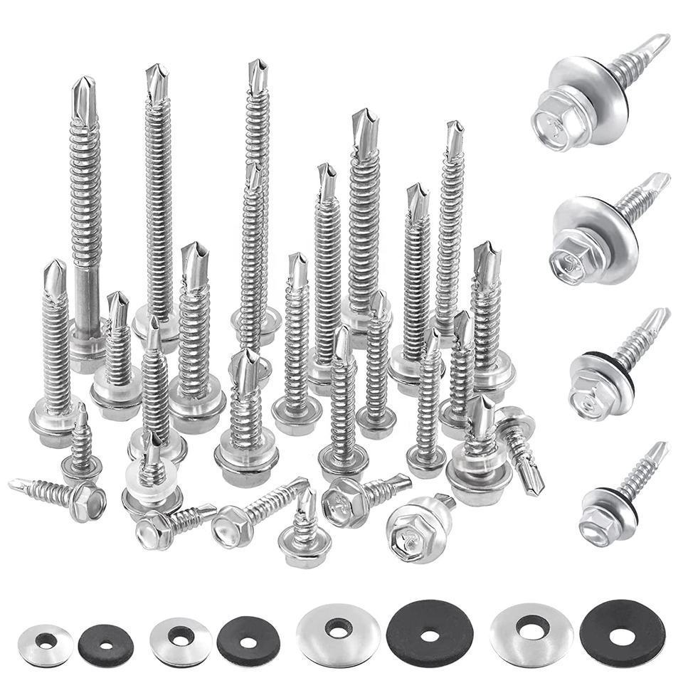 Custom 410 Stainless Steel Hex Washer Head Self Drilling Chipboard Screw Self Tapping Roofing Drywall Metal Screws