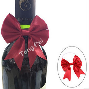 wine bottle bow tie/wine bottle neck decorative bows/wine bottle bow tie decoration ribbon bow