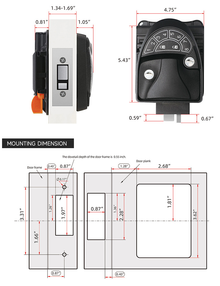 Camper Trailer Caravan RV Door Combination Lock RV Coded Lock Entry Door Handle Lock for Motorhome