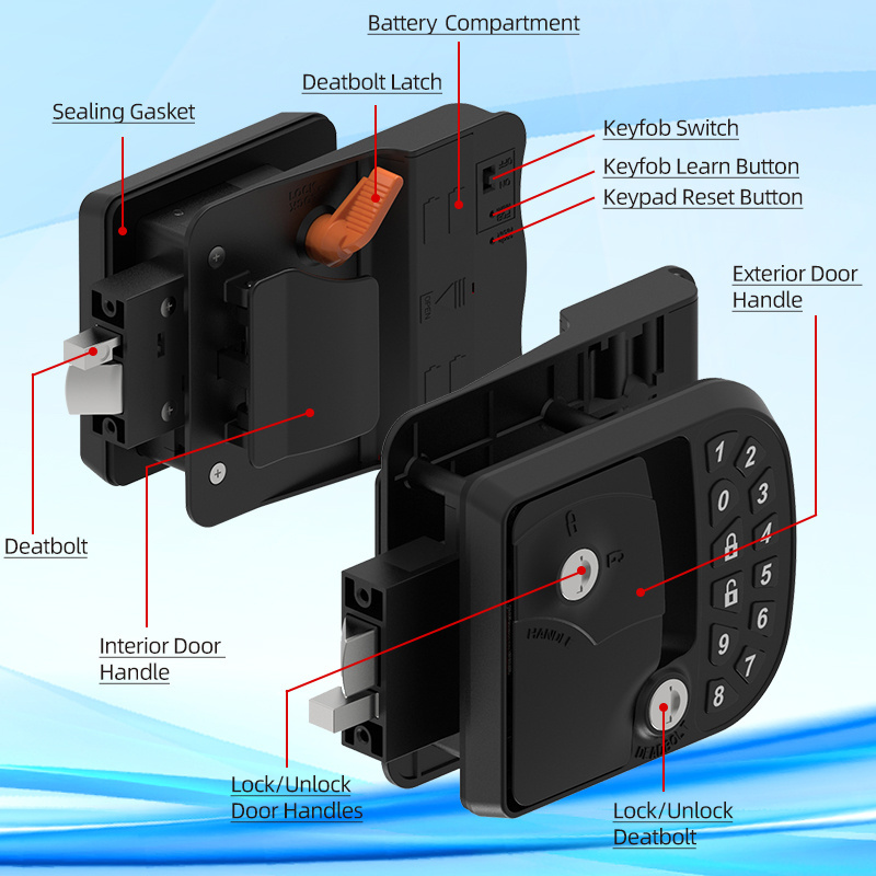 Full Metal Keyless Entry Keypad Key Fob RV Lock Deadbolt RV Door Keyless Remote Handle Lock for Camper Motorhome Trailer