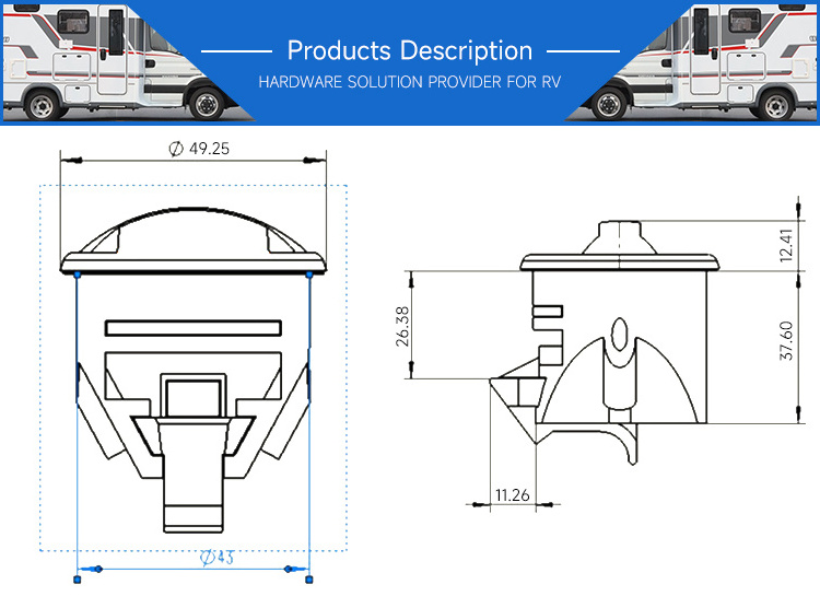 Washroom Door Lock Motorhome RV Trailer Caravan Bathroom Cabinet Knob Camper Toilet Door Lock