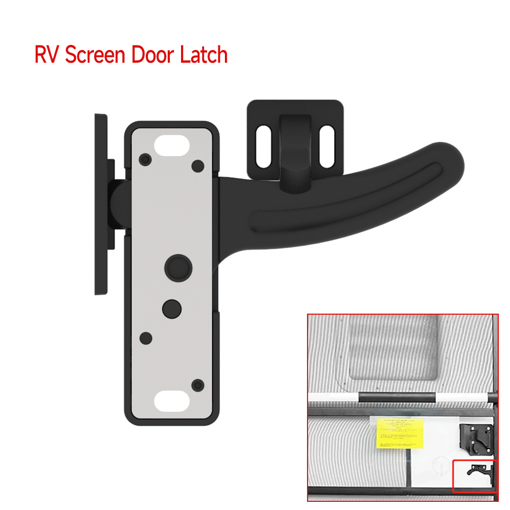 RV Caravan Motorhome Screen Door Latch For RV/Camper/Trailer Black Right Hand Screen Door Latches