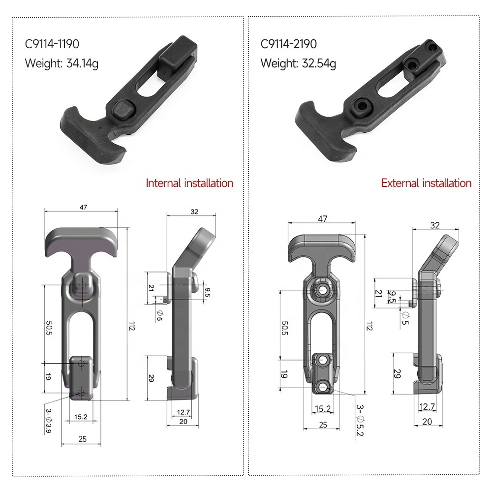 T Handle Customize Flexible Damping Rubber Buckle T Shaped Flexible Pull Draw Latch For Engineering Machine Hood Cabinet