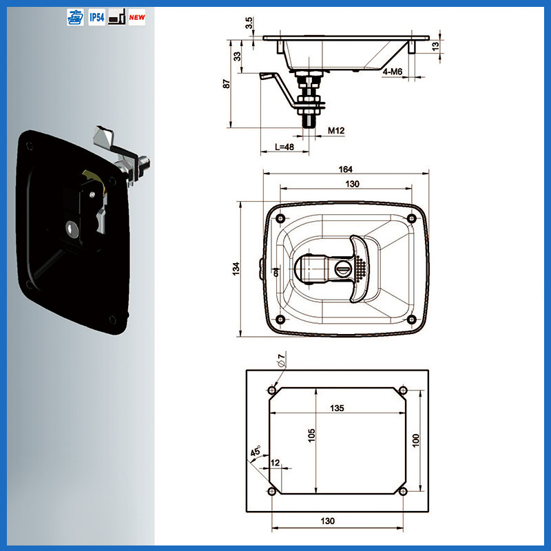 Heavy Spring Truck Door Looks Steel Canopy T Handle Tool Box Paddle Latch Lock Folding Compression Truck Recessed Handle Lock