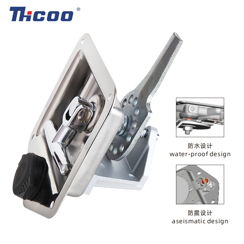 High Polished Truck Motorhome Travel Trailer Folding T handle Tool Box Lock with Gasket 304 Stainless Steel T-Handle Latch