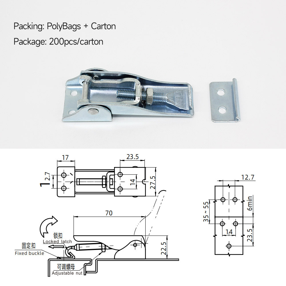 Industrial Machinery Stamping Adjustable Toggle Under Center Draw Latch Iron Hidden General Hasp Latch