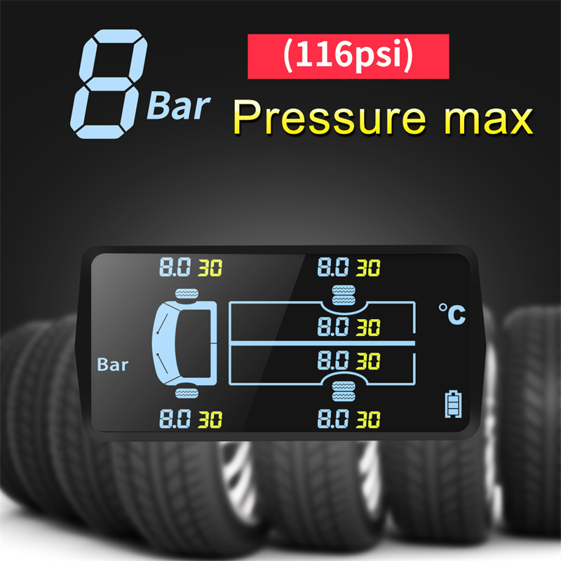 Tire Pressure Monitoring Systems Tpms 6 Alarm Car Solar Tpms Tire Pressure Monitoring System Truck Tpms 433mhz Tire Pressure Sen