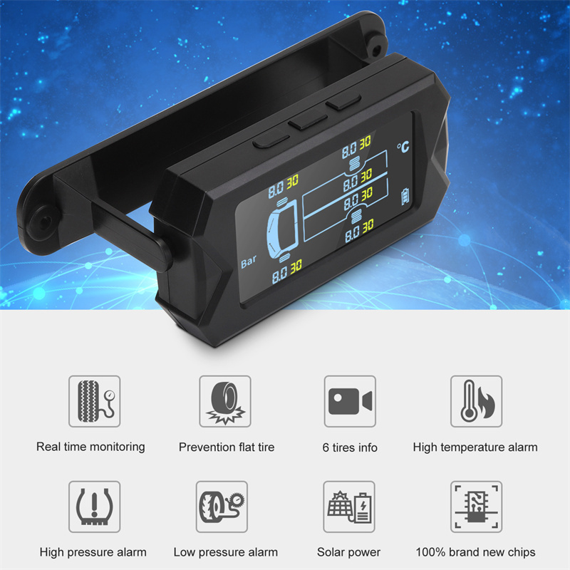 Tire Pressure Monitoring Systems Tpms 6 Alarm Car Solar Tpms Tire Pressure Monitoring System Truck Tpms 433mhz Tire Pressure Sen