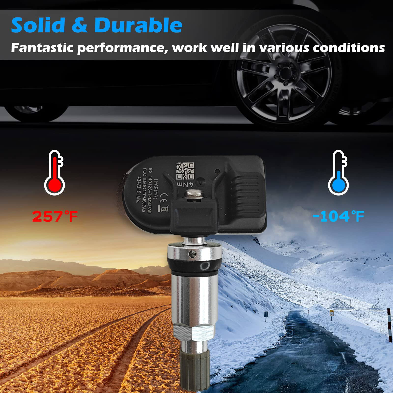 Programmable Tpms Sensor with Free Tool Car 433mhz+315mhz Programme Universal TPMS Tire Pressure Gauge Monitoring System Sensor