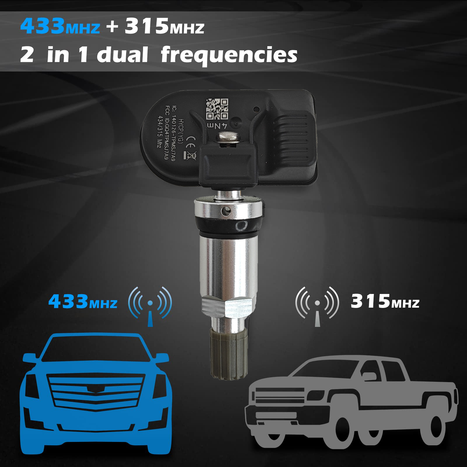 Programmable Tpms Sensor with Free Tool Car 433mhz+315mhz Programme Universal TPMS Tire Pressure Gauge Monitoring System Sensor